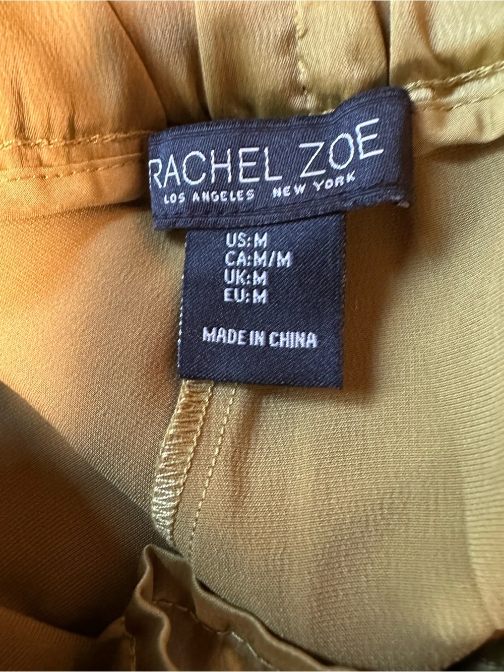 Rachel Zoe Olive Satin Stretch Tie Waist Wide Leg Pants Size M - Picture 7 of 8